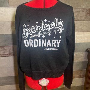Harry Potter Women's Black Exceptionaly Ordinary Luna Lovegood Sweater Sz XL